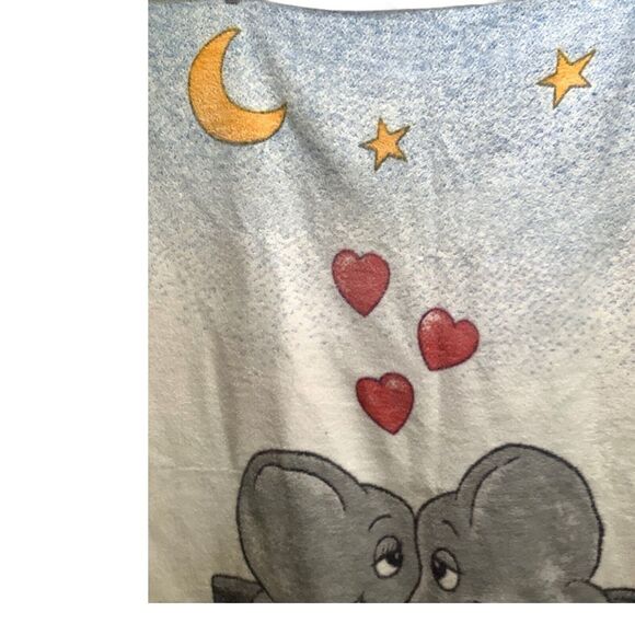 Biederlack Gebr Jost Partner Elephant Hearts Blanket 77" X 53"‎ USA Vintage - Picture 7 of 8